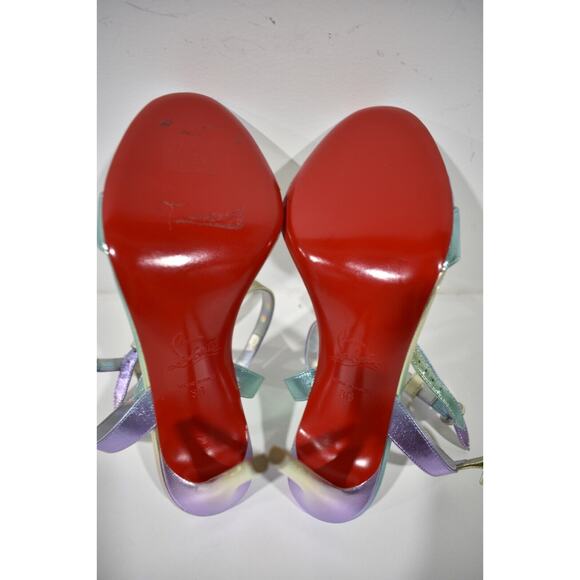 Christian Louboutin Mara 100 Multicolor Purple Sandal Ankle Strap Heel Pump 36.5 - Picture 12 of 12